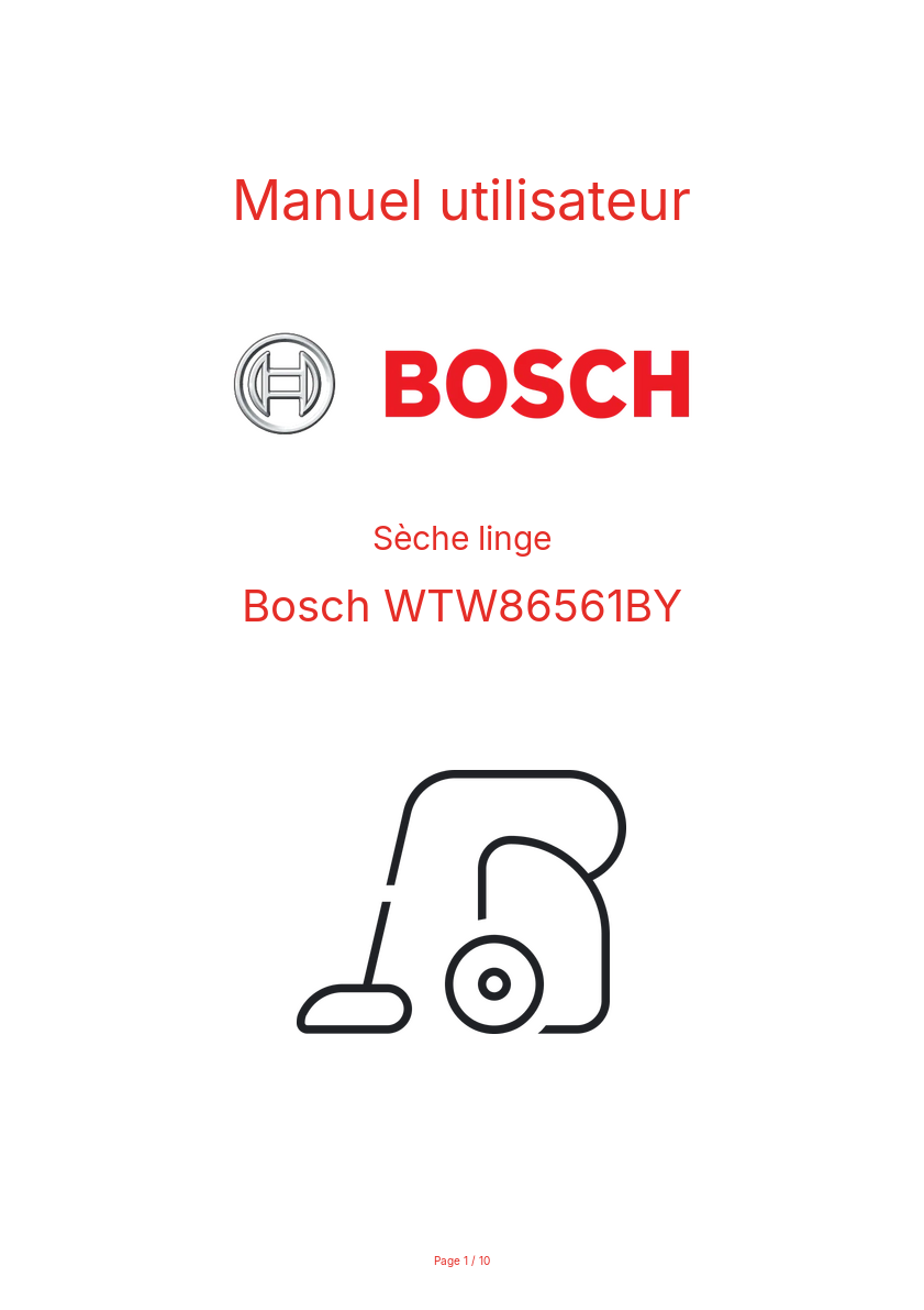 Page n°1 - Manuel utilisateur Bosch WTW86561BY
