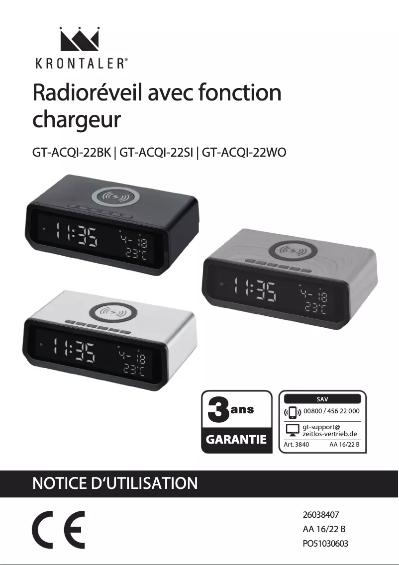 Image de la première page du manuel de l'appareil GT-ACQI-22WO