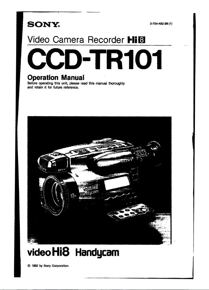 Page n°1 - Manuel utilisateur Sony CCD-TR101