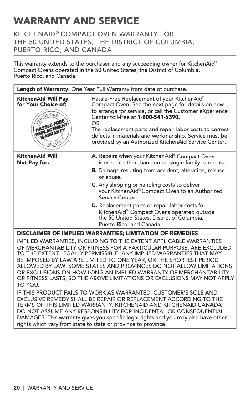 Page n°1 - Informations de garantie KitchenAid KCO253BM