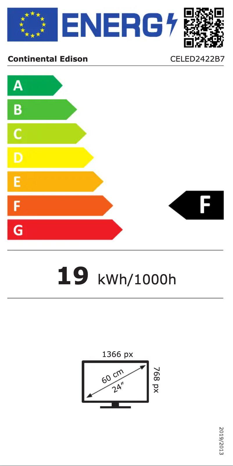 Page n°1 - Label énergétique Continental Edison CELED2422B7