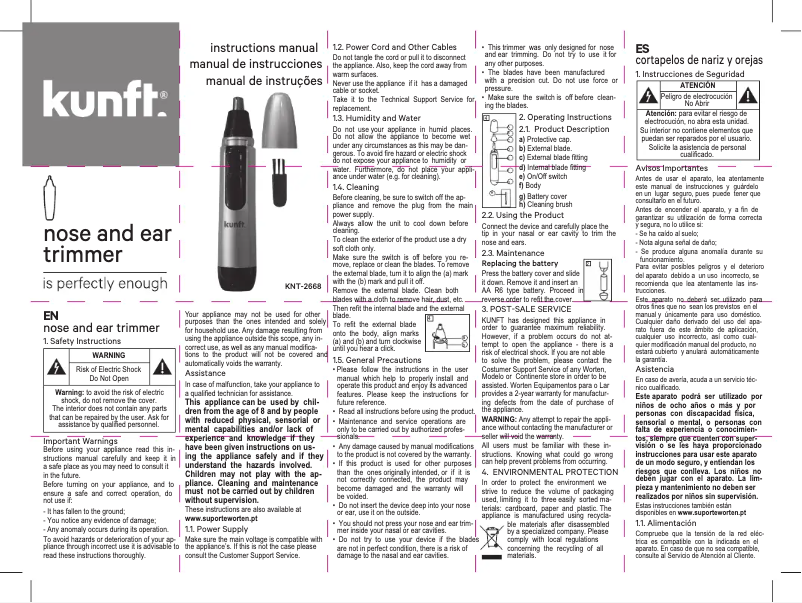 Page n°1 - Manuel utilisateur Kunft KNT-2668