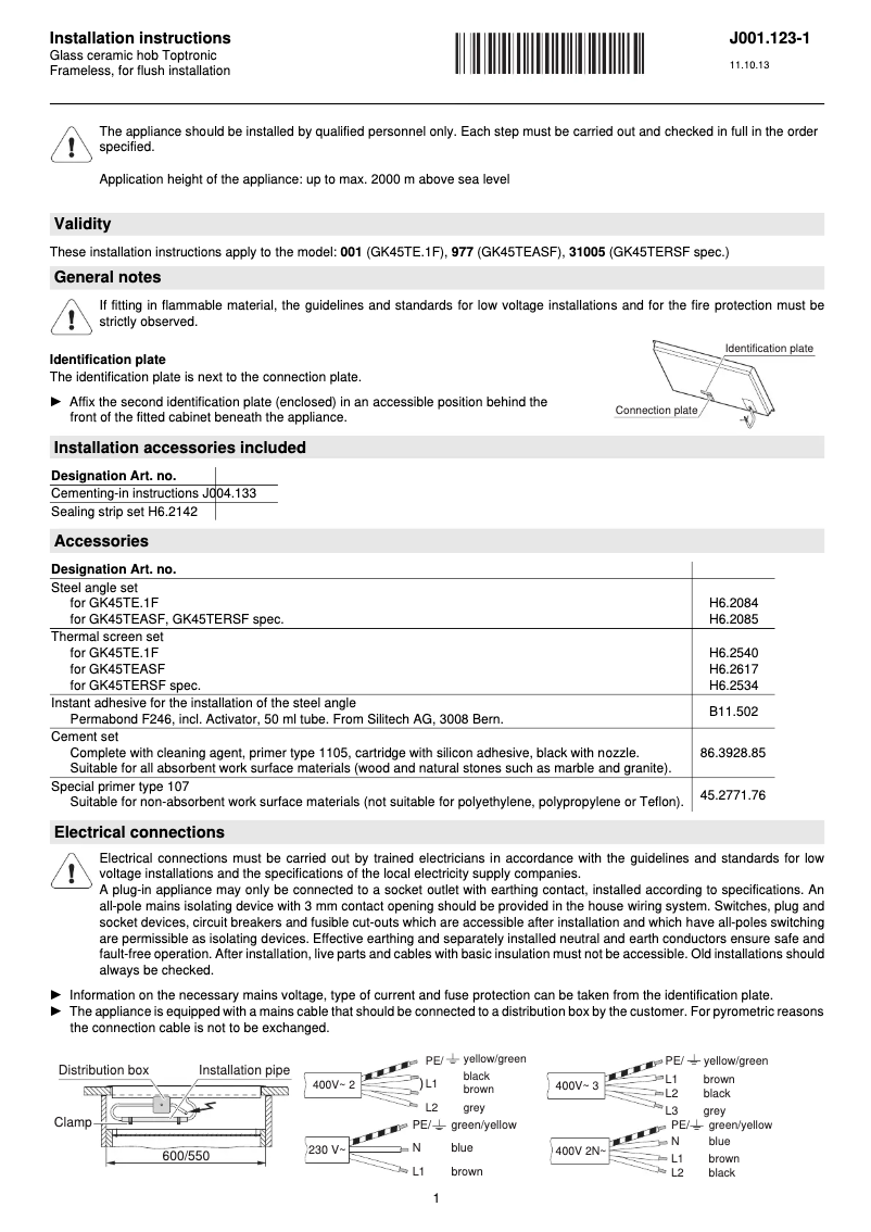 Image de la première page du manuel de l'appareil GK45TEASF