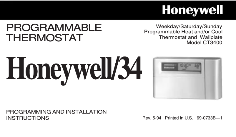 Page n°1 - Manuel utilisateur Honeywell CT3400