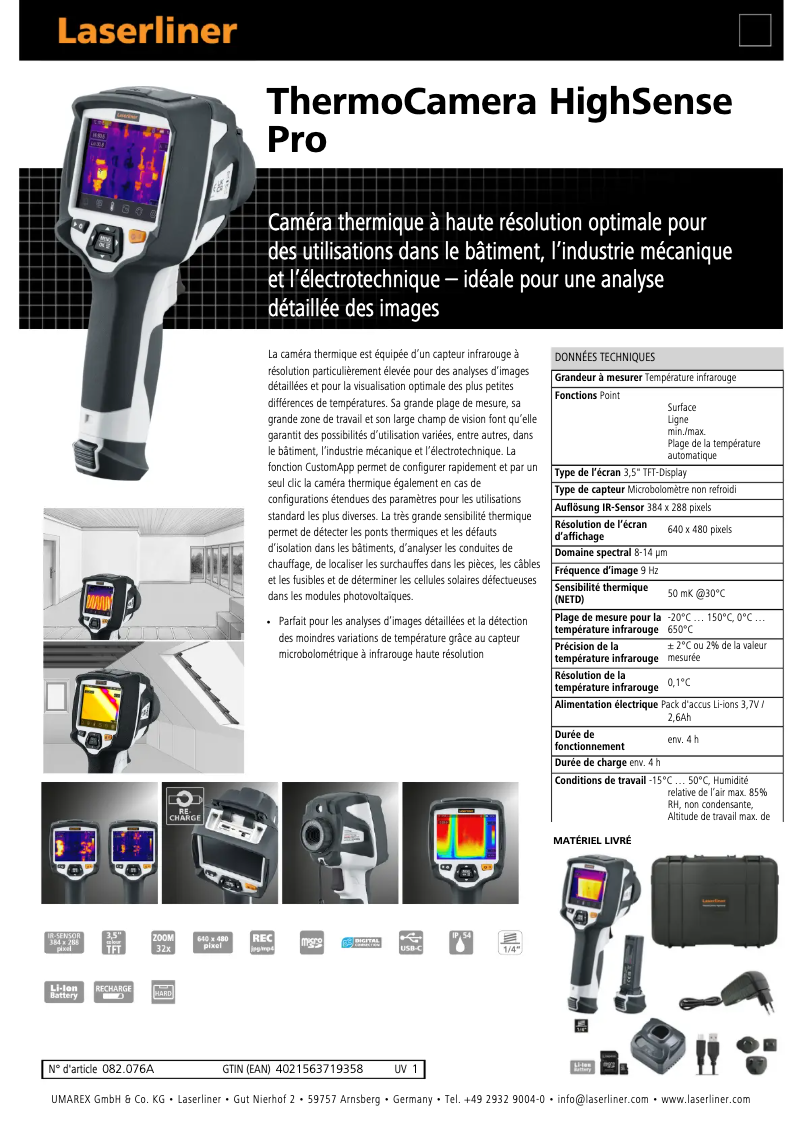 Image de la première page du manuel de l'appareil ThermoCamera HighSense Pro