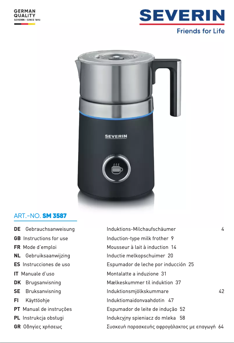 Page n°1 - Manuel utilisateur Severin SM 3587
