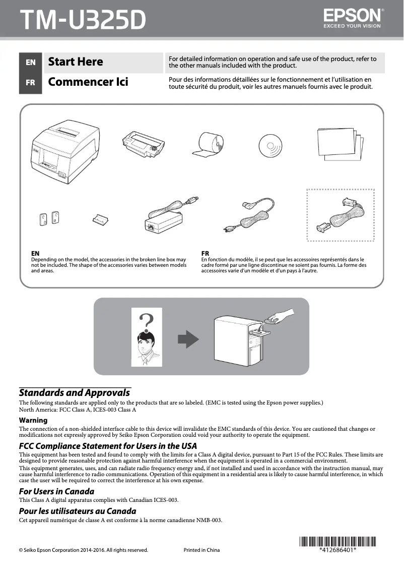 Page 1 de la notice Manuel utilisateur Epson TM-U325