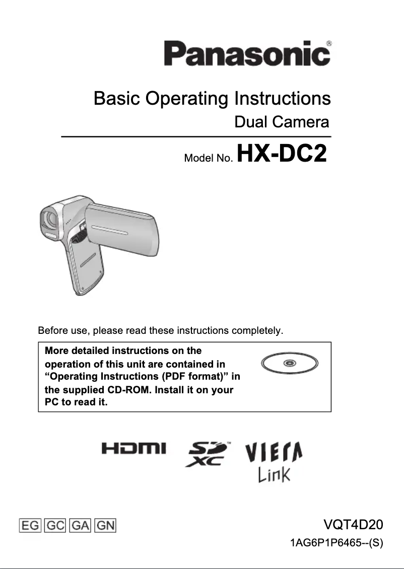 Page 1 de la notice Guide de démarrage rapide Panasonic HX-DC2