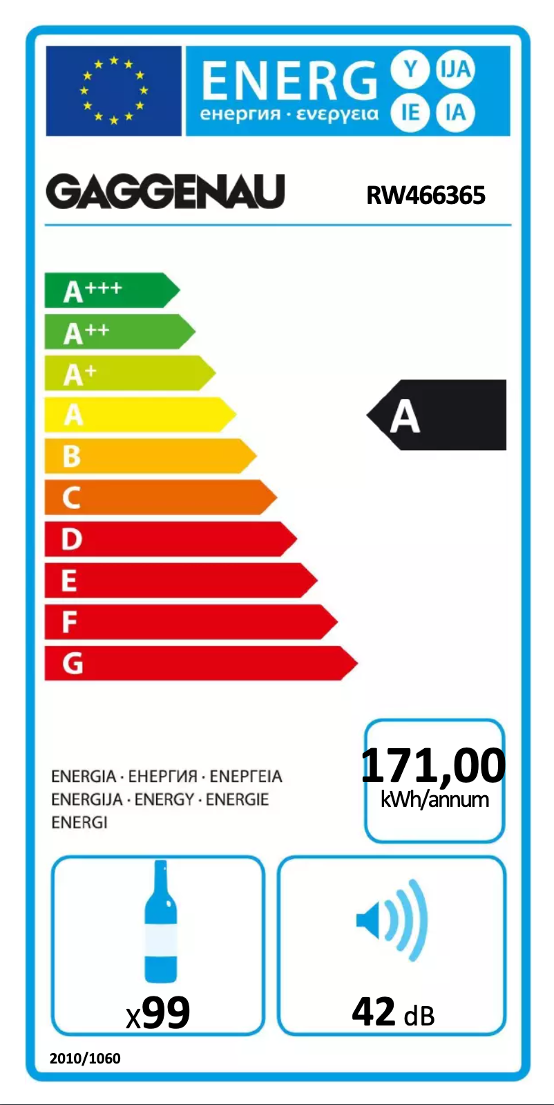 Page n°1 - Label énergétique Gaggenau RW466365