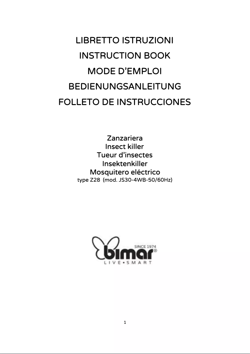 Page n°1 - Manuel utilisateur Bimar Z28