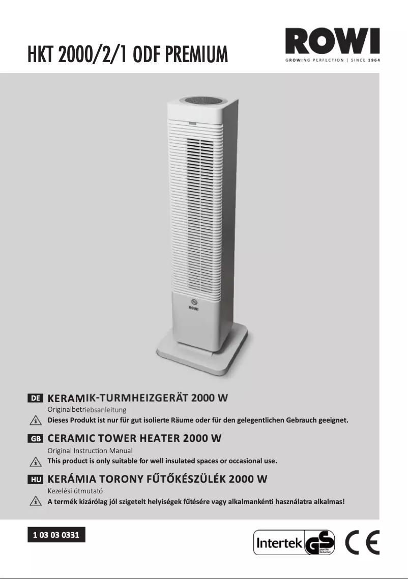Page n°1 - Manuel utilisateur Rowi HKT 2000/2/1 ODF Premium