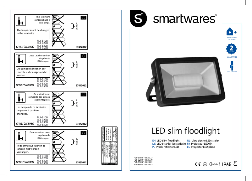 Page 1 de la notice Manuel utilisateur Smartwares LED slim floodlight