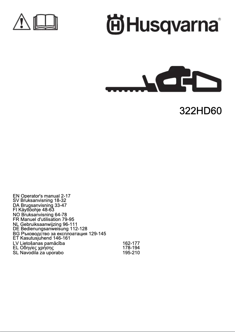 Page 1 de la notice Manuel utilisateur Husqvarna 322HD60