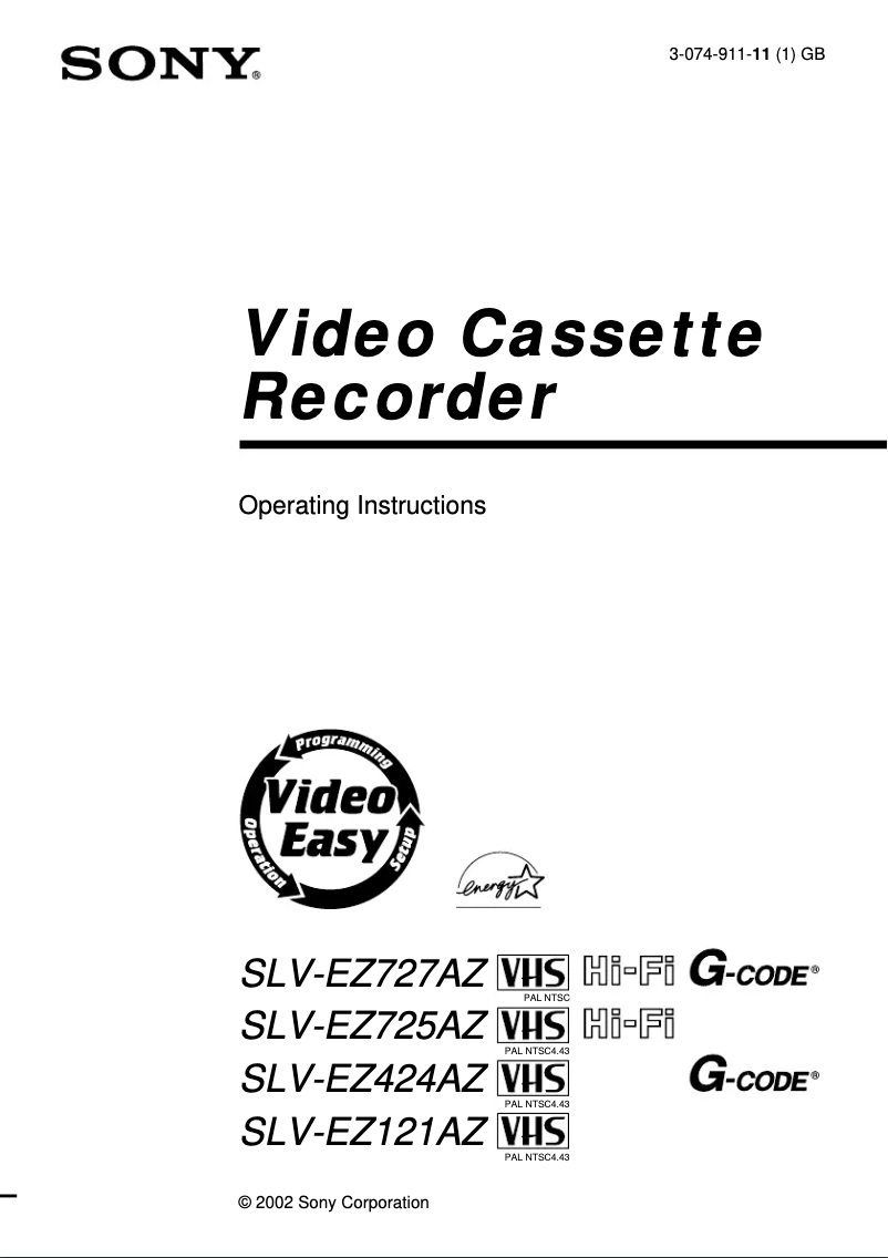 Image de la première page du manuel de l'appareil SLV-EZ727AZ