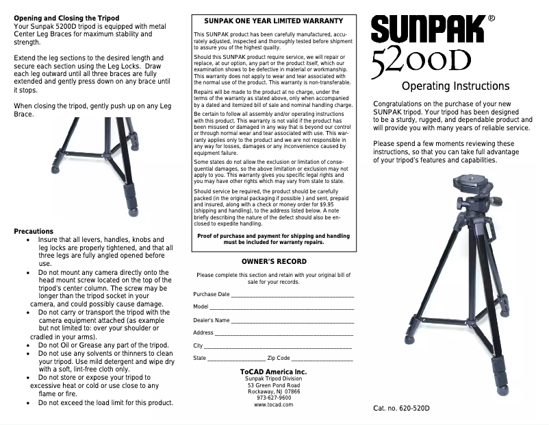 Image de la première page du manuel de l'appareil 5200D