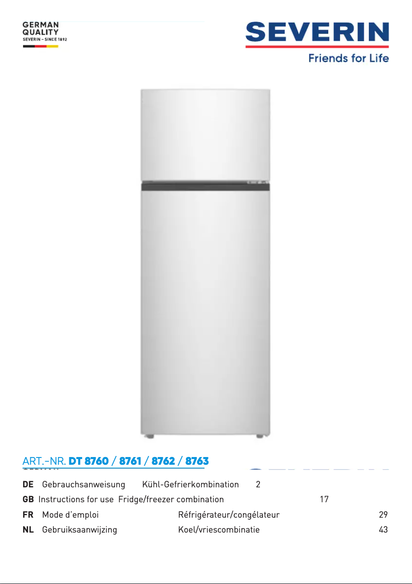 Página 1 del manual Manual de usuario Severin DT 8760