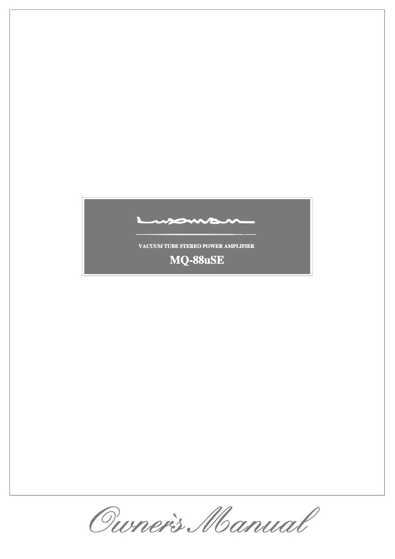 Page n°1 - Manuel utilisateur Luxman MQ-88uSE