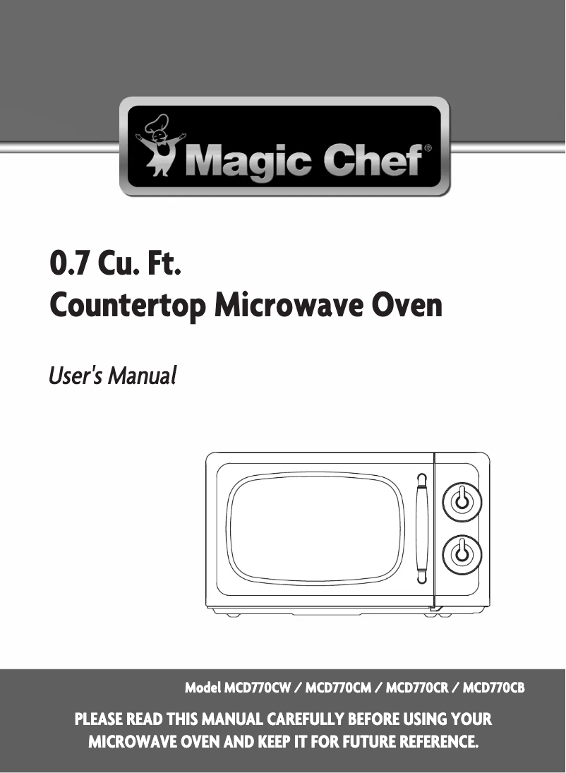 Page n°1 - Manuel utilisateur Magic Chef MCD770CM