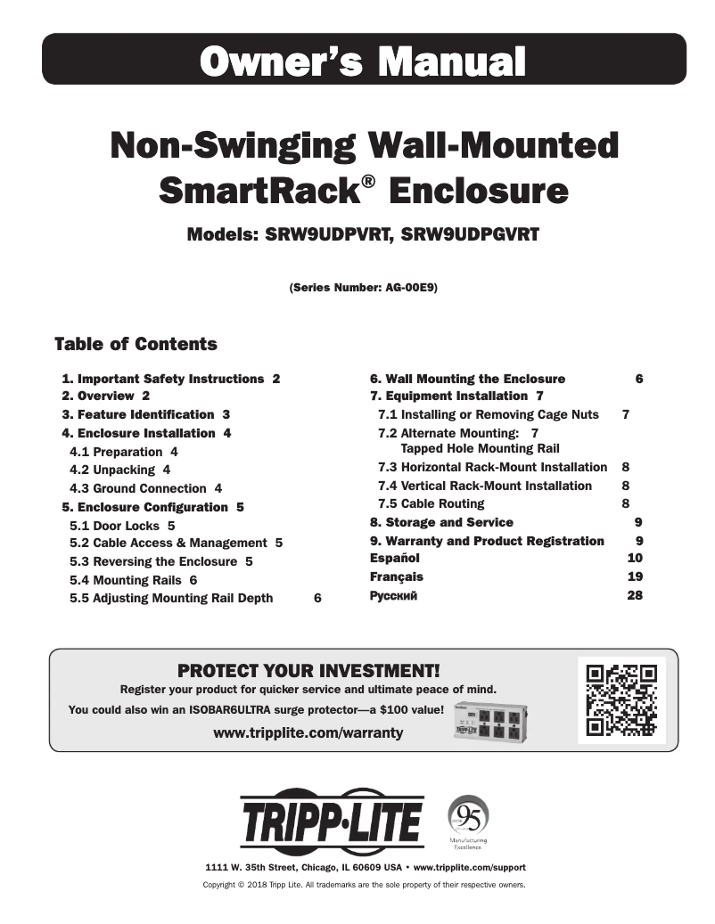 Página 1 del manual Manual de usuario Tripp Lite SmartRack SRW9UDPGVRT