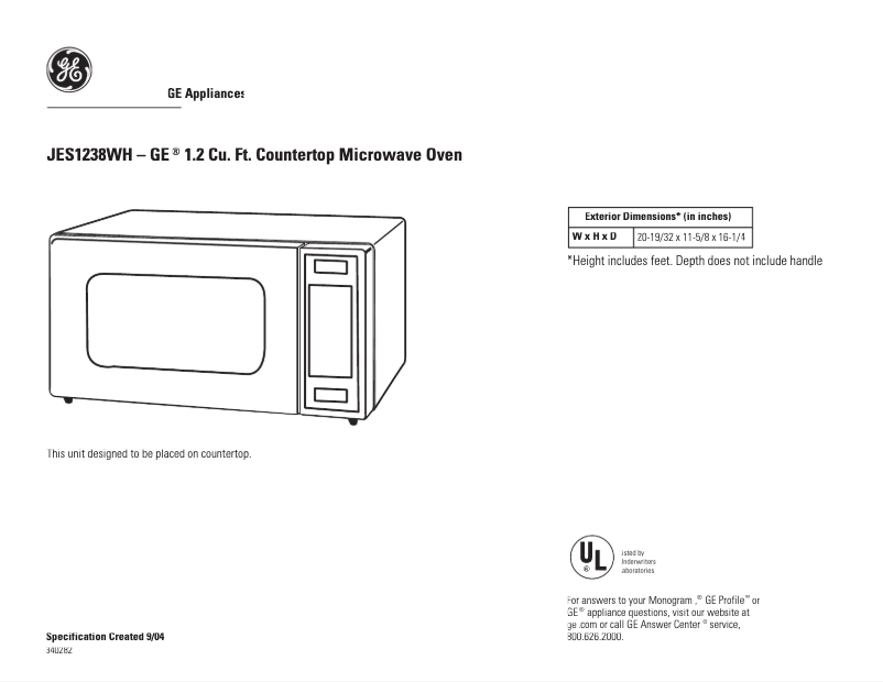 Image de la première page du manuel de l'appareil JES1238WH