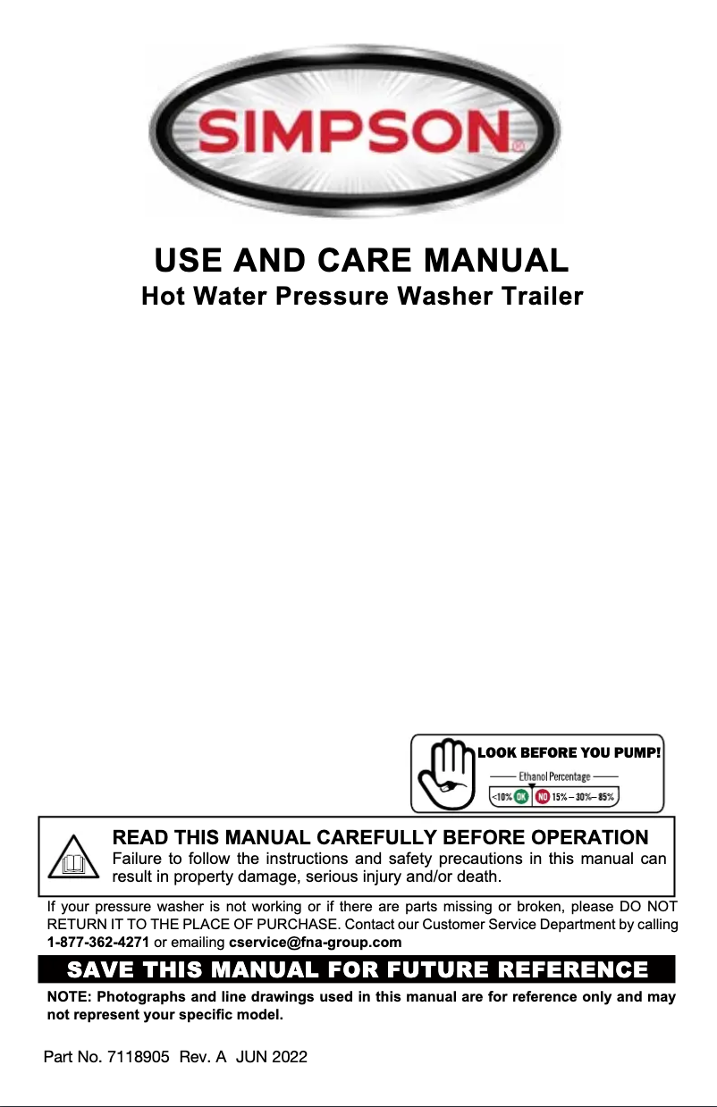 Page n°1 - Manuel utilisateur Simpson Mini Brute Trailer MBT-4040152E