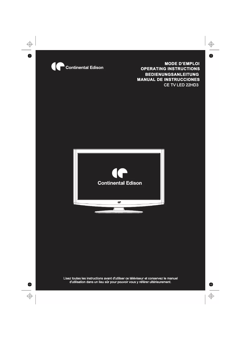 Page 1 de la notice Manuel utilisateur Continental Edison CETVLED22HD3