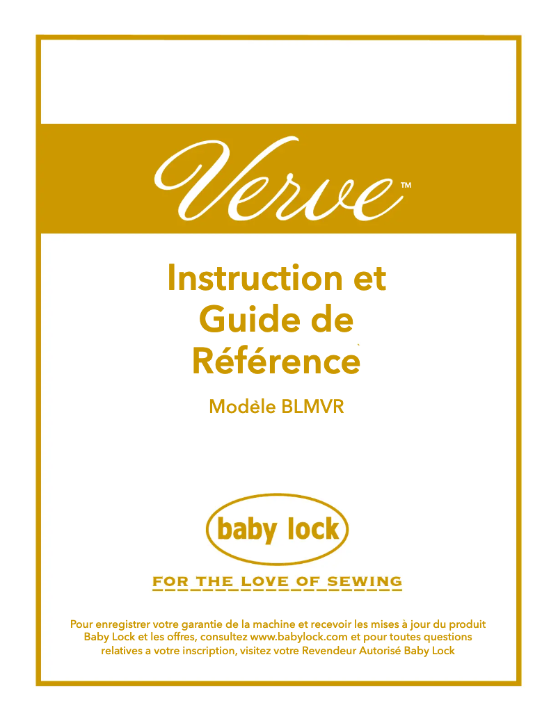 Page 1 de la notice Manuel utilisateur Baby Lock Verve