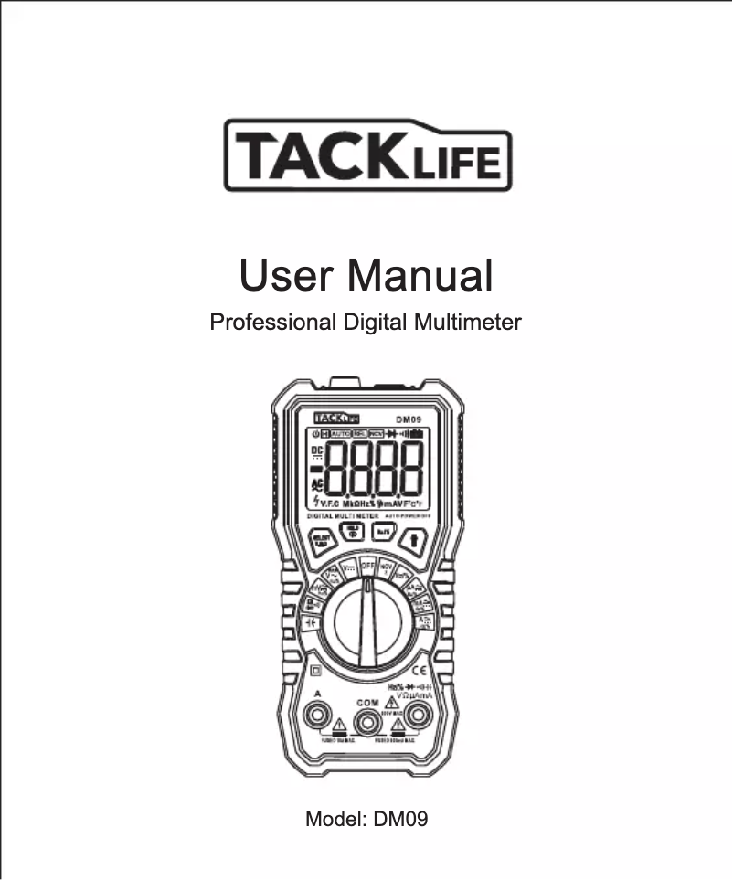 Page 1 de la notice Manuel utilisateur Tacklife DM09