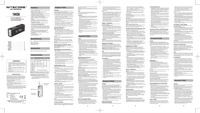 Image de la première page du manuel de l'appareil TM10K