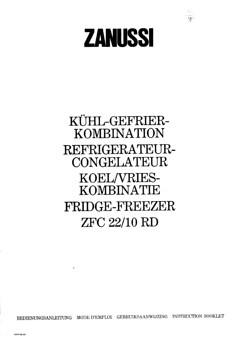 Page 1 de la notice Manuel utilisateur Zanussi ZFC 22/10 rd
