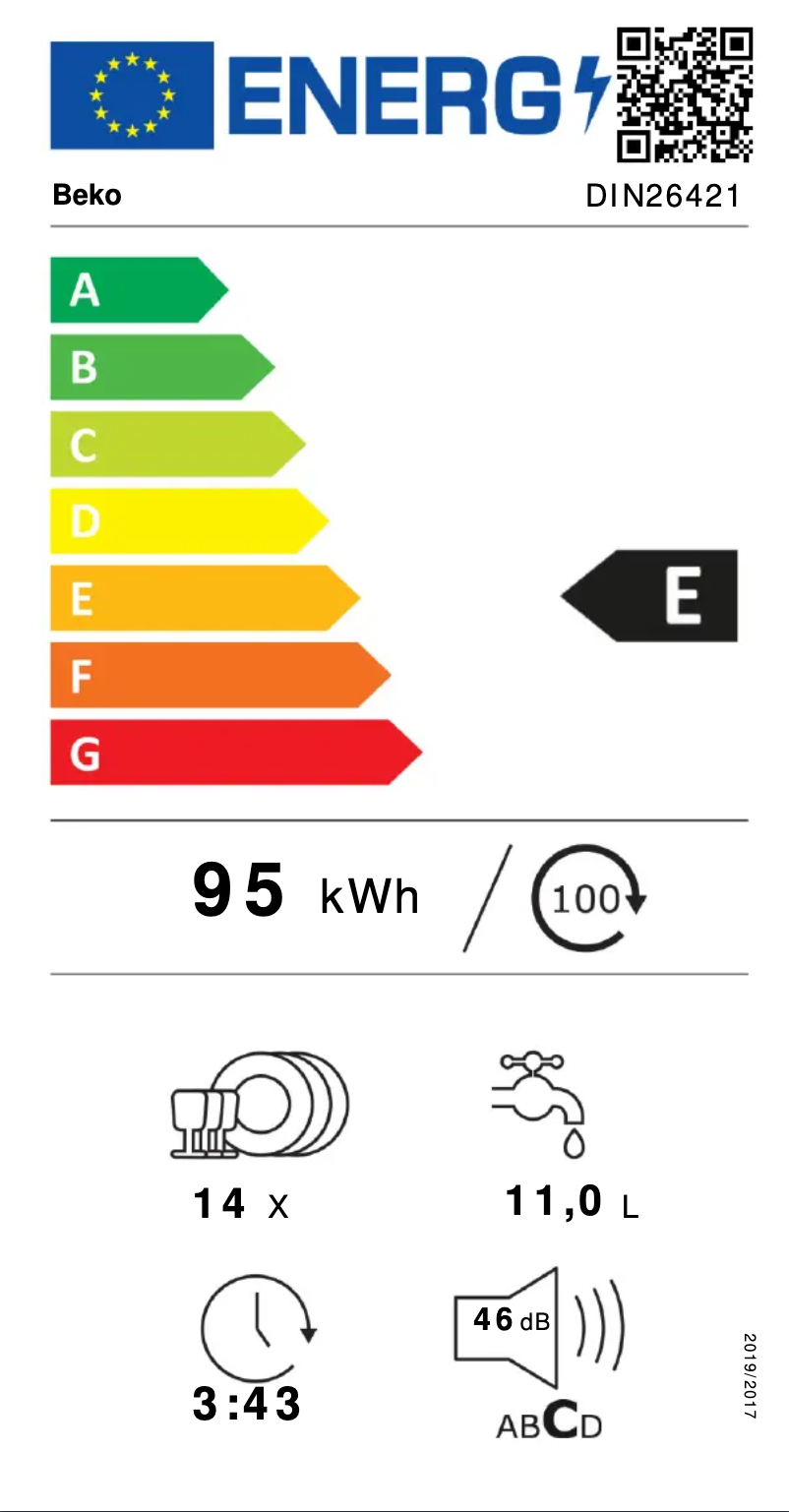 Page 1 de la notice Label énergétique Beko DIN26421