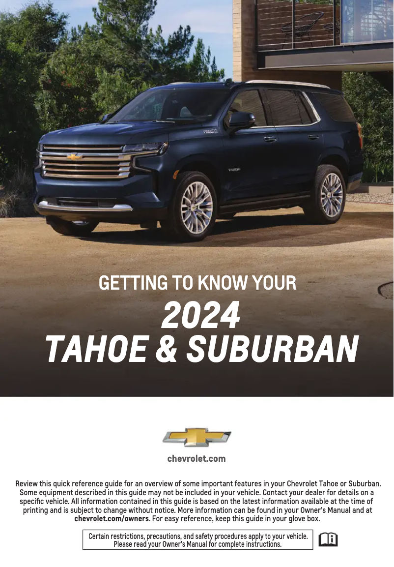 Page 1 de la notice Guide de démarrage rapide Chevrolet Suburban (2024)