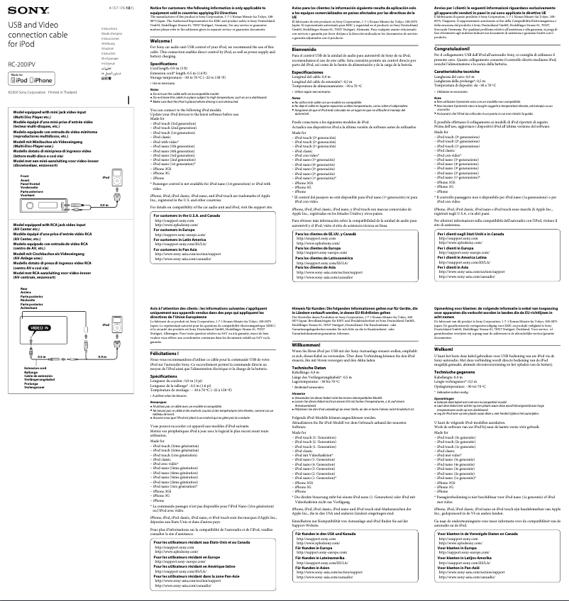 Page n°1 - Manuel utilisateur Sony RC-200IPV