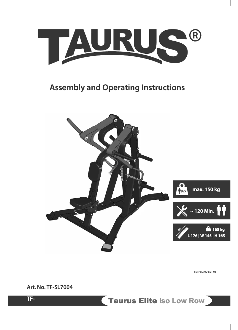 Page 1 de la notice Manuel utilisateur Taurus Elite Iso Low Row