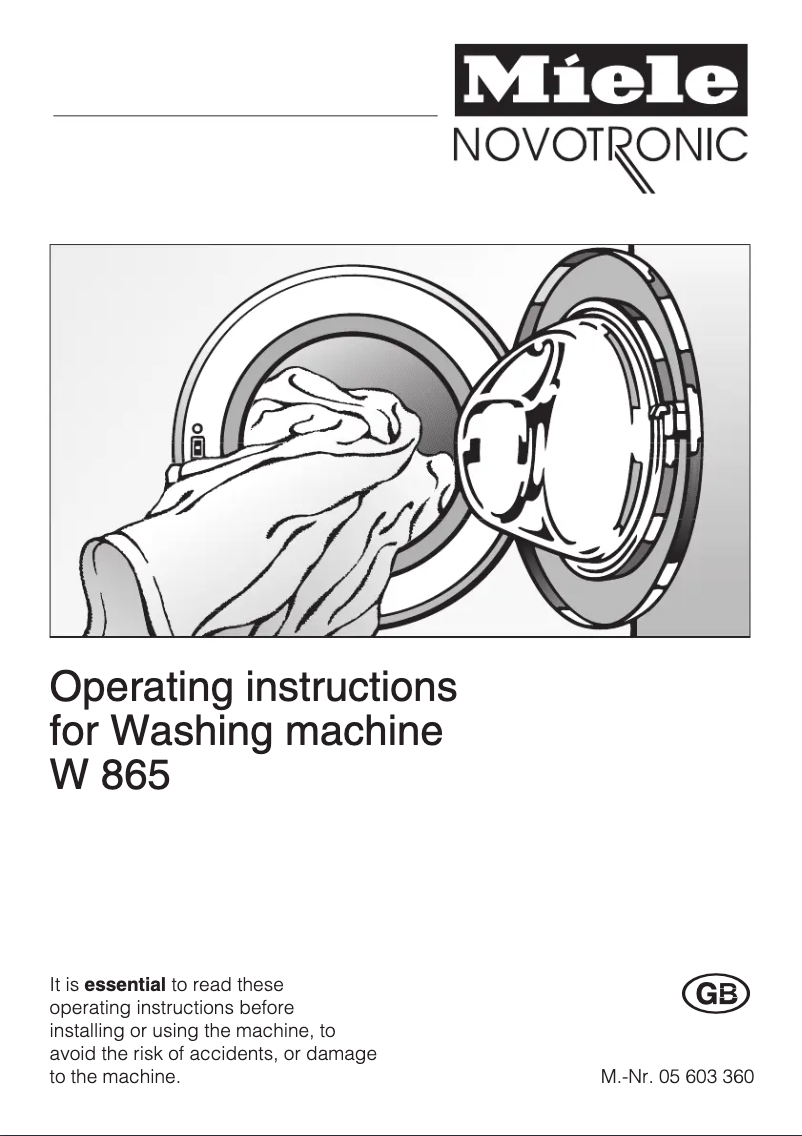 Page n°1 - Manuel utilisateur Miele W 865