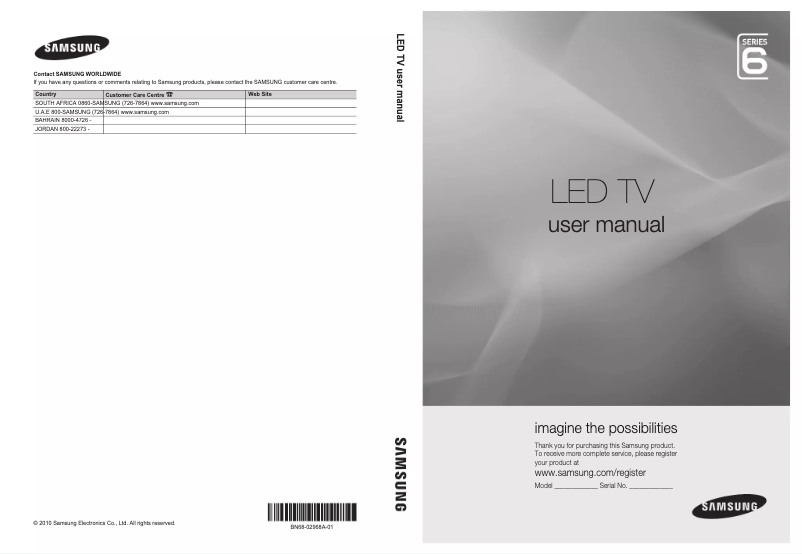 Page 1 de la notice Manuel utilisateur Samsung UA40C6200UW