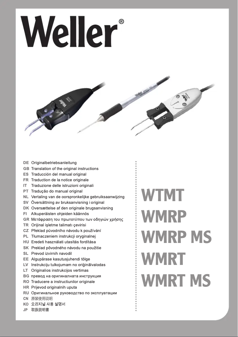 Page 1 de la notice Manuel utilisateur Weller WTMT