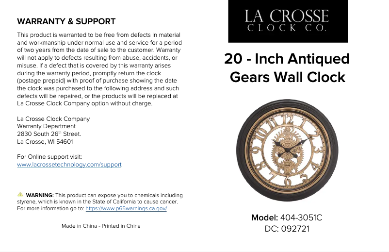 Page 1 de la notice Manuel utilisateur La Crosse Technology 404-3051C