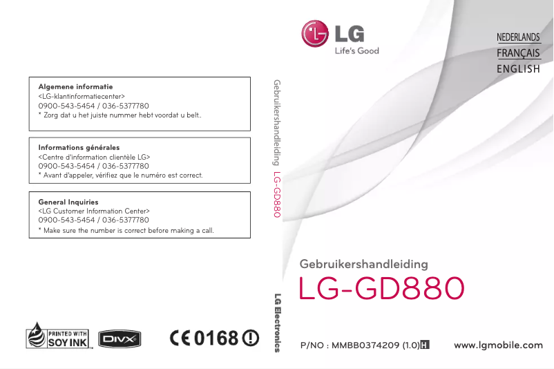 Page n°1 - Manuel utilisateur LG GD 880