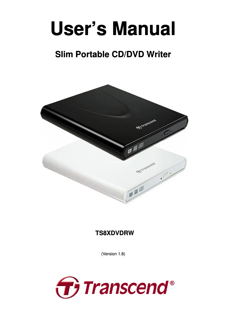 Page n°1 - Manuel utilisateur Transcend TS8XDVDRW