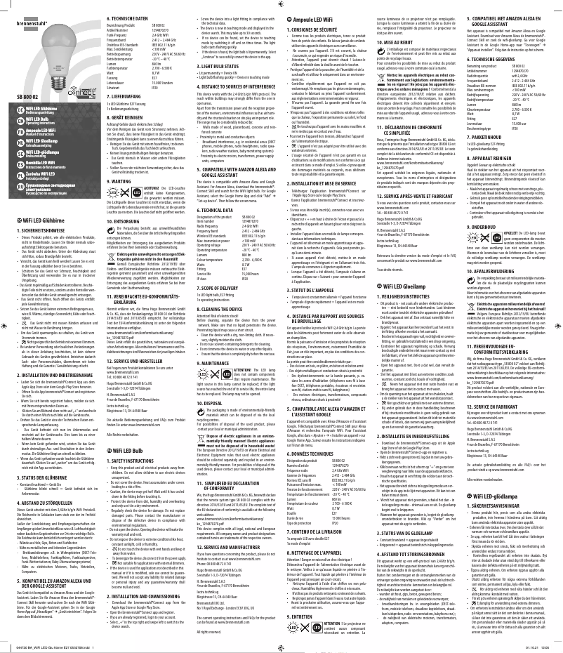 Page 1 de la notice Manuel utilisateur Brennenstuhl SB 800 02