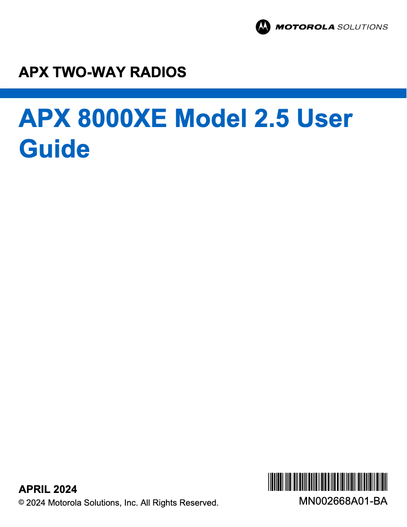 Page 1 de la notice Manuel utilisateur Motorola APX 8000XE