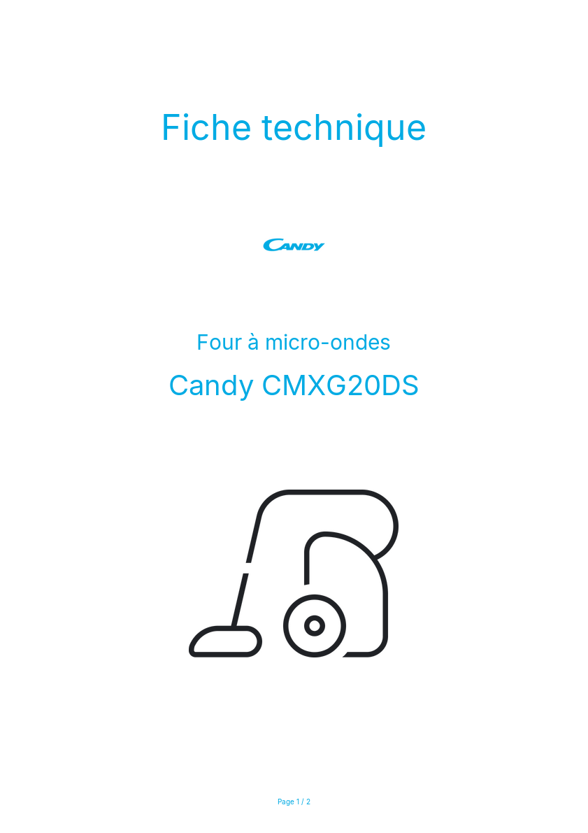 Page n°1 - Fiche technique Candy CMXG20DS