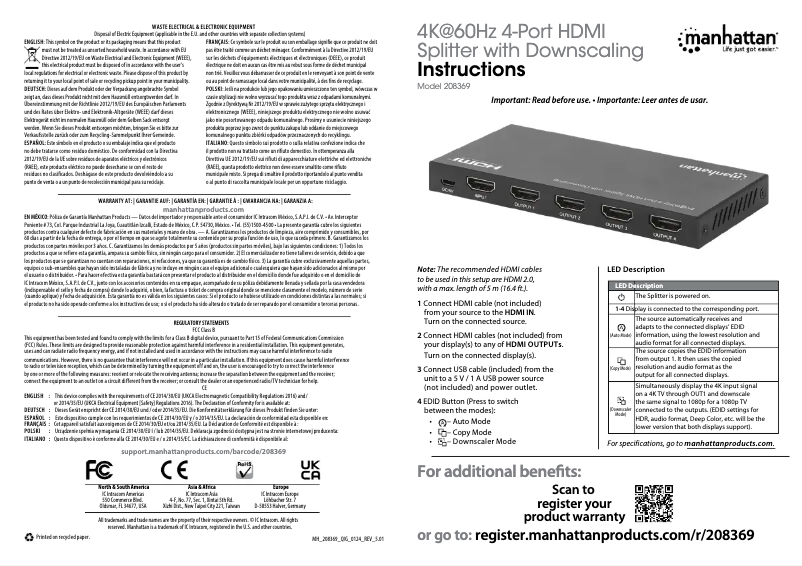 Page 1 de la notice Manuel utilisateur Manhattan 208369