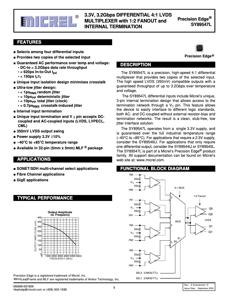 Page 1 de la notice Manuel utilisateur Microchip SY89547L