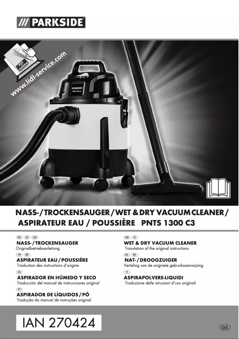 Page 1 de la notice Manuel utilisateur Parkside PNTS 1300 C3