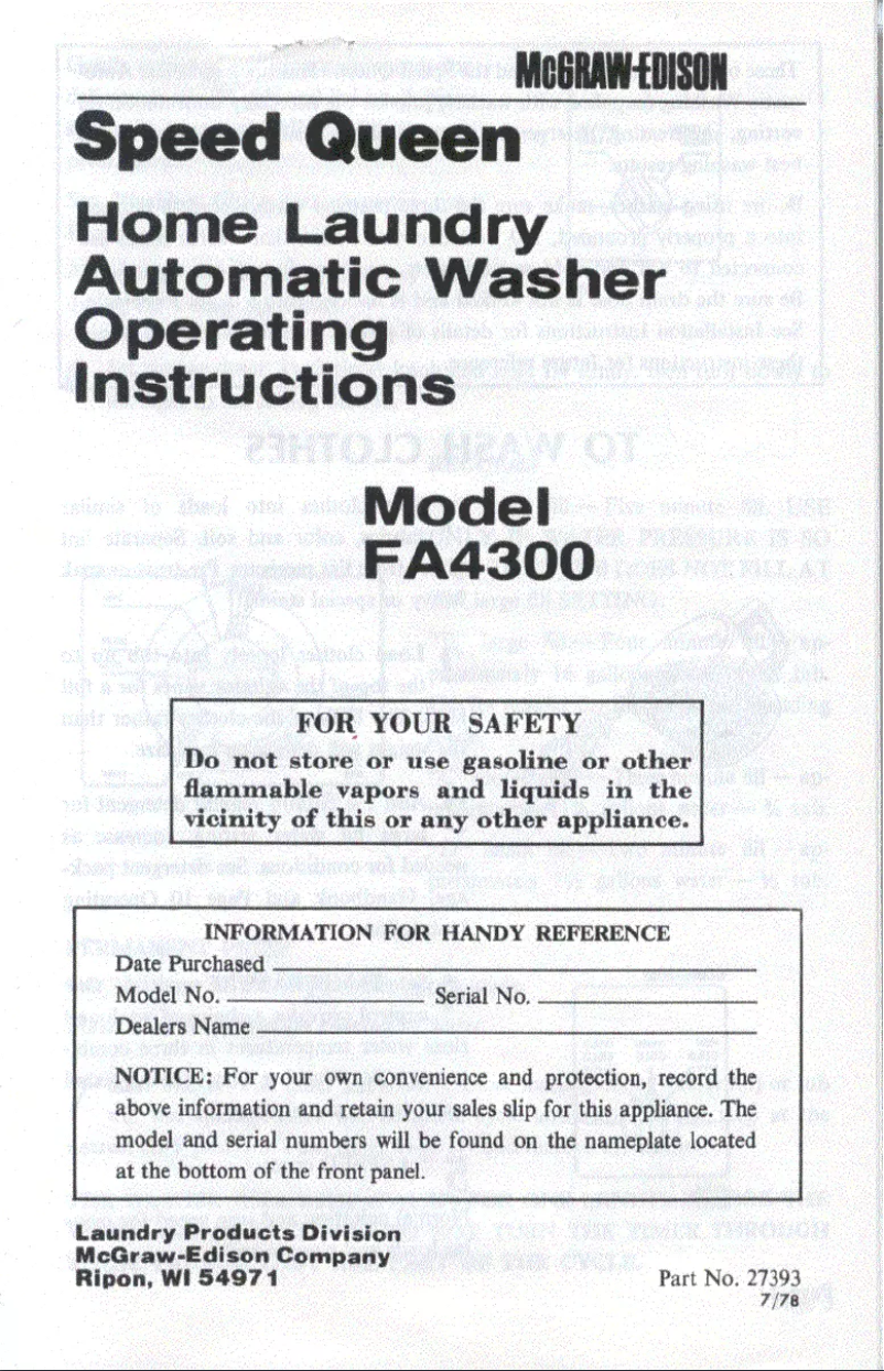 Image de la première page du manuel de l'appareil FA4300