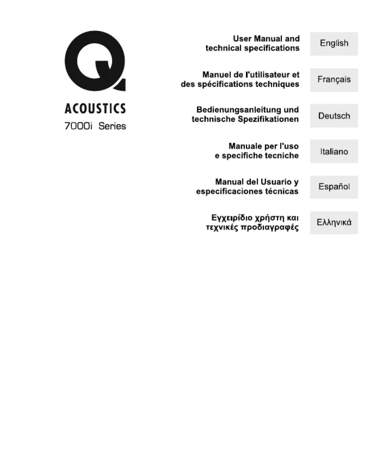 Page 1 de la notice Manuel utilisateur Q Acoustics 7000i