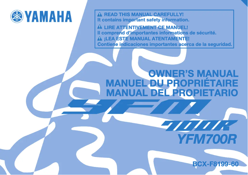 Image de la première page du manuel de l'appareil YFM700R (2020)