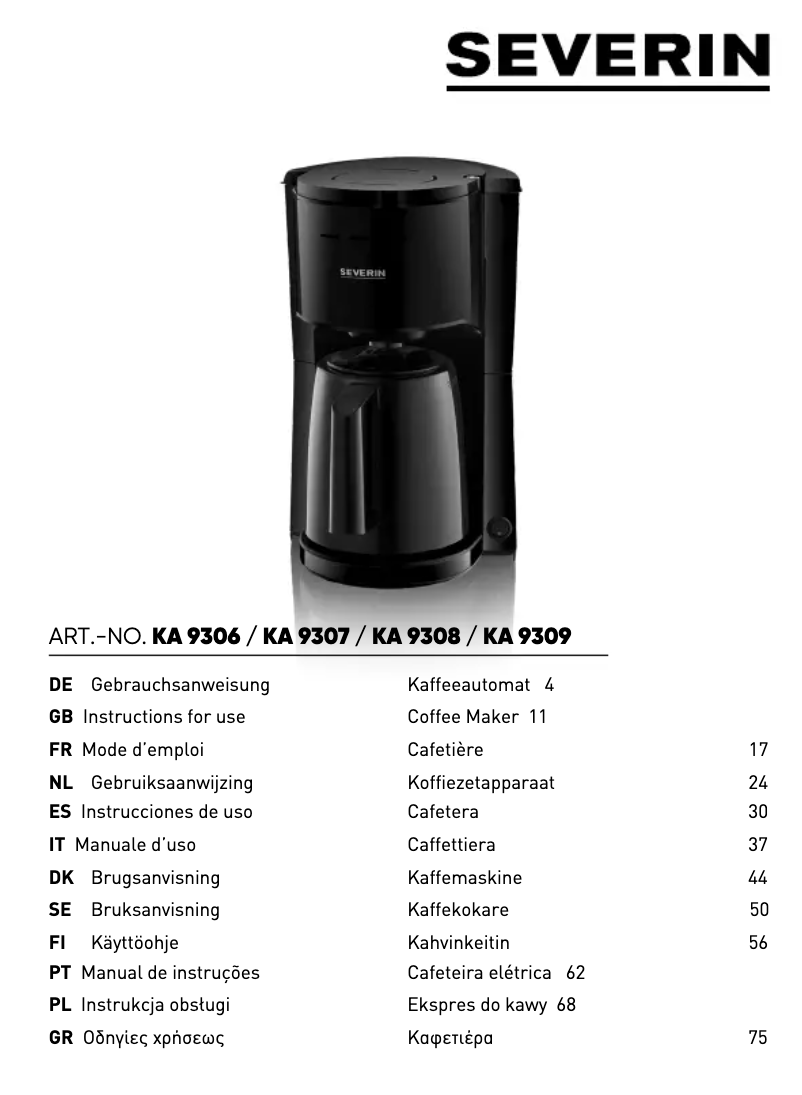Image de la première page du manuel de l'appareil KA 9309